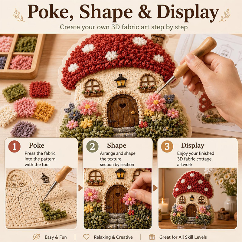 3D Mushroom House Poke Art DIY - Tool Set 评论和价格